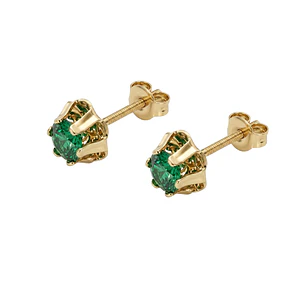 Aros Oro Miel 18kt Solitario con Esmeraldina