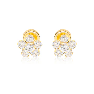 Aros de Oro 18kt Roseta Circonita