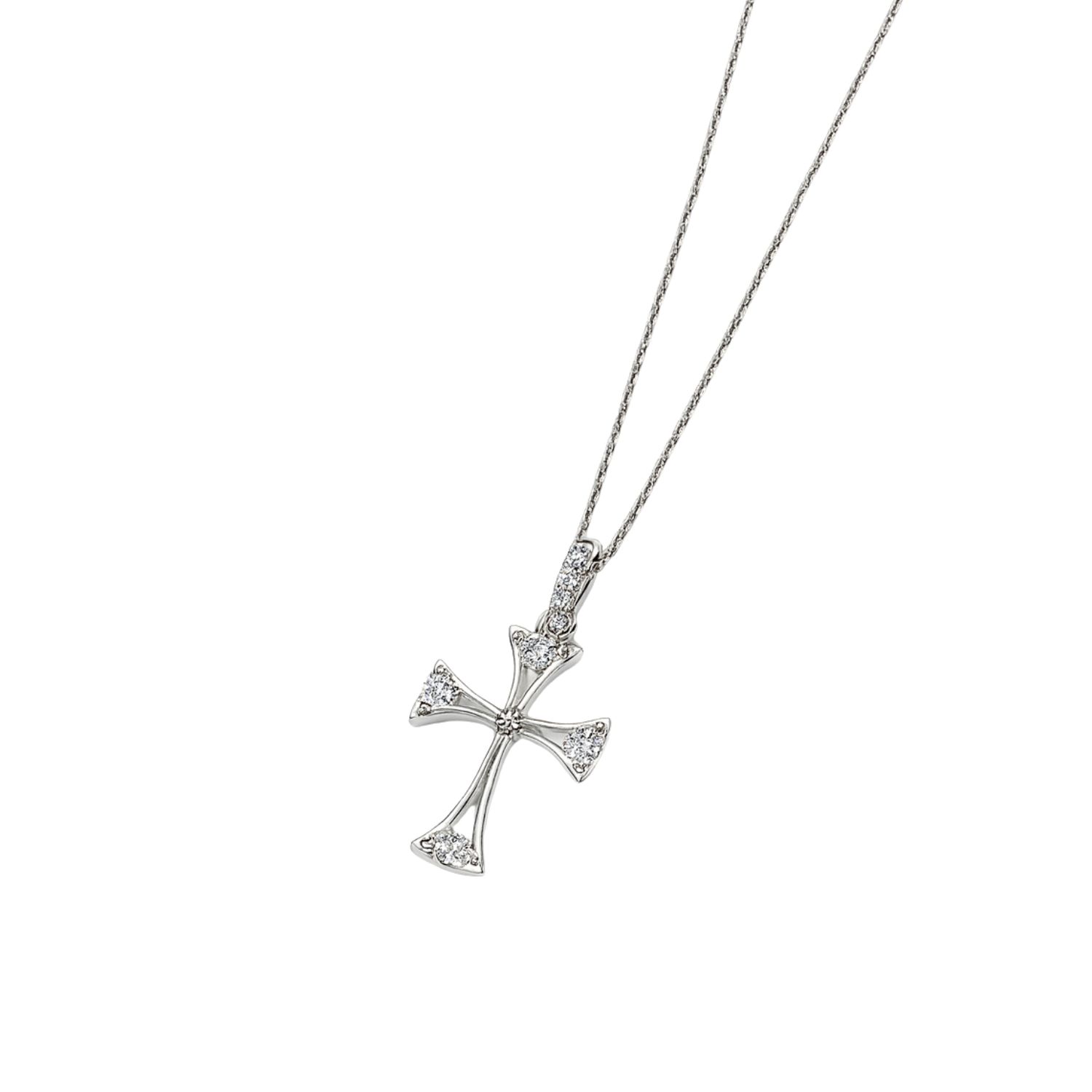 Collar de Oro Blanco 18kt Cruz Protectora con Diamante 10Pts 1