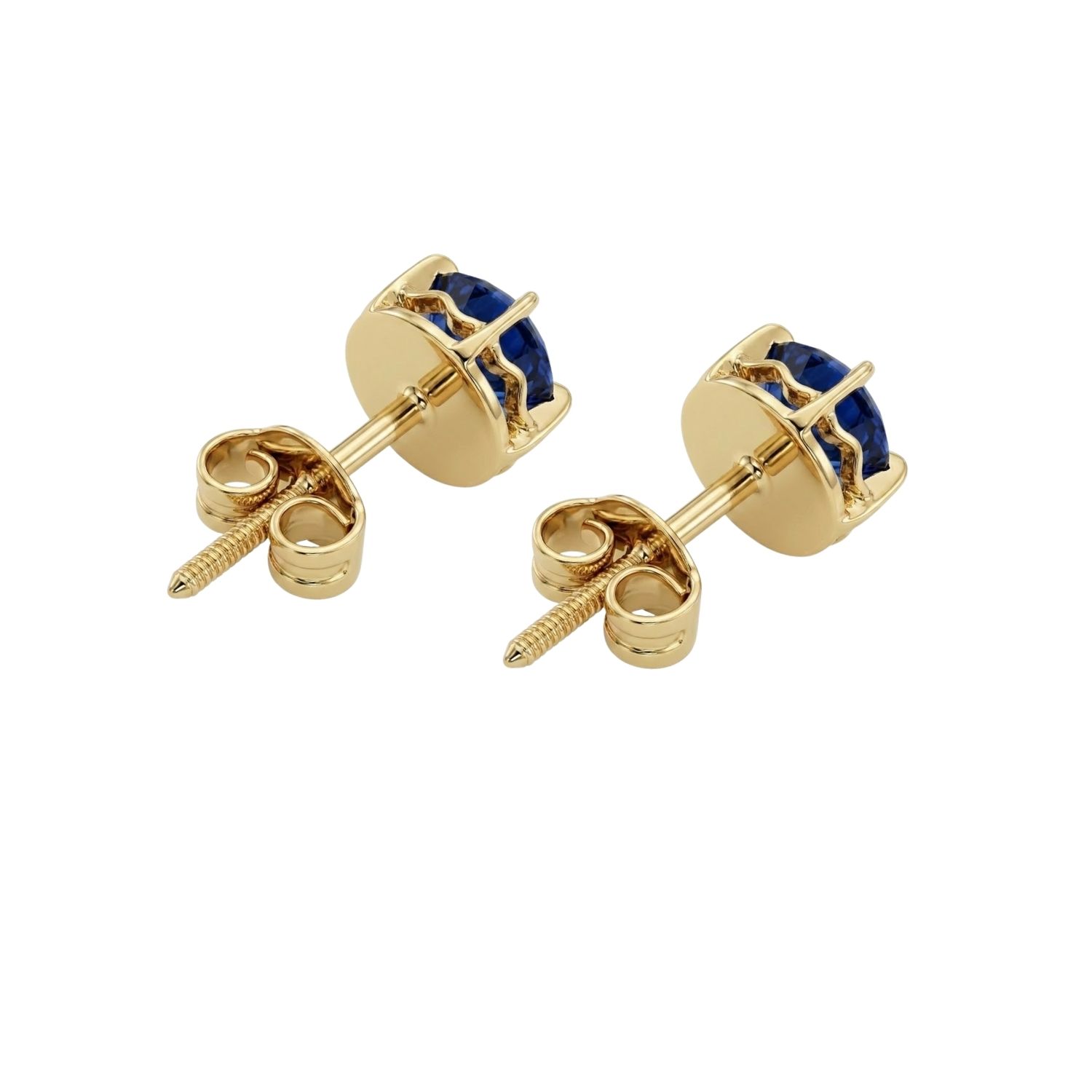 Aros Oro Miel 18kt Chaton Redondo de Zafiro 5mm 2