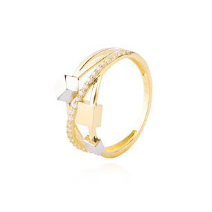 Anillos de Oro 18kt Modelo Cubos con Circón