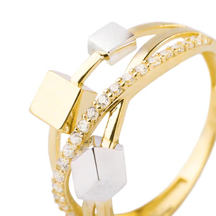 Anillos de Oro 18kt Modelo Cubos con Circón
