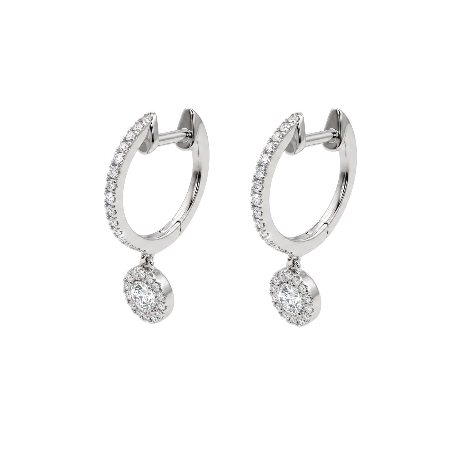 Aros Oro Blanco 18Kt Argollas Colgantes Diamantes 38Pts 1