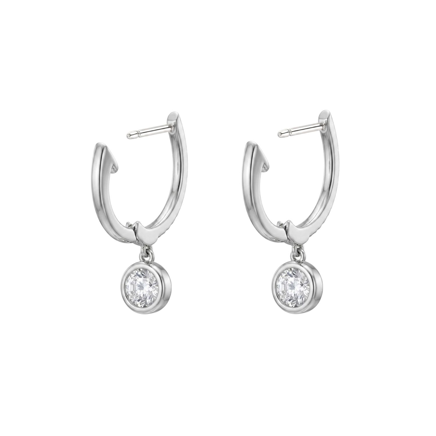 Aros Oro Blanco 18Kt Argollas Colgantes Diamantes 38Pts 2
