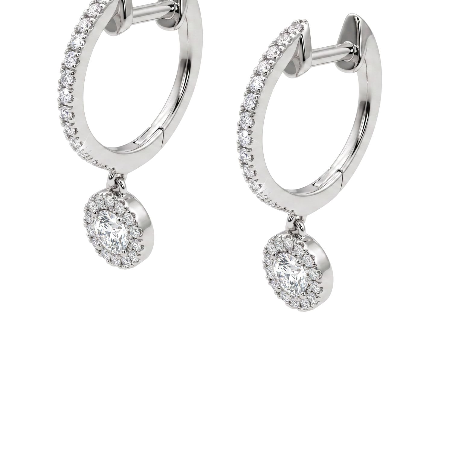 Aros Oro Blanco 18Kt Argollas Colgantes Diamantes 38Pts 3