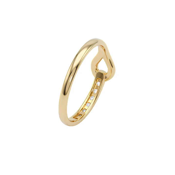 Anillo Oro Miel 18kt Entrelazado Pavé 2