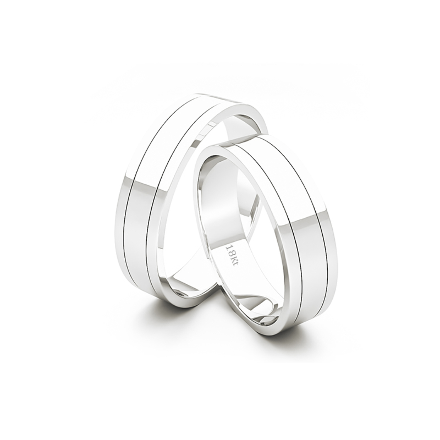 Par Argollas Matrimonio de Oro Blanco 18kt Modelo Diva de 5,0mm 3
