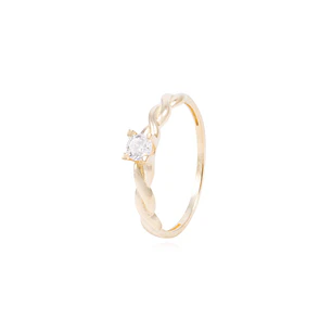 Anillo de Oro 18kt de Compromiso Solitario Entrelazado Circon