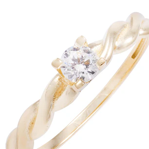 Anillo de Oro 18kt de Compromiso Solitario Entrelazado Circon
