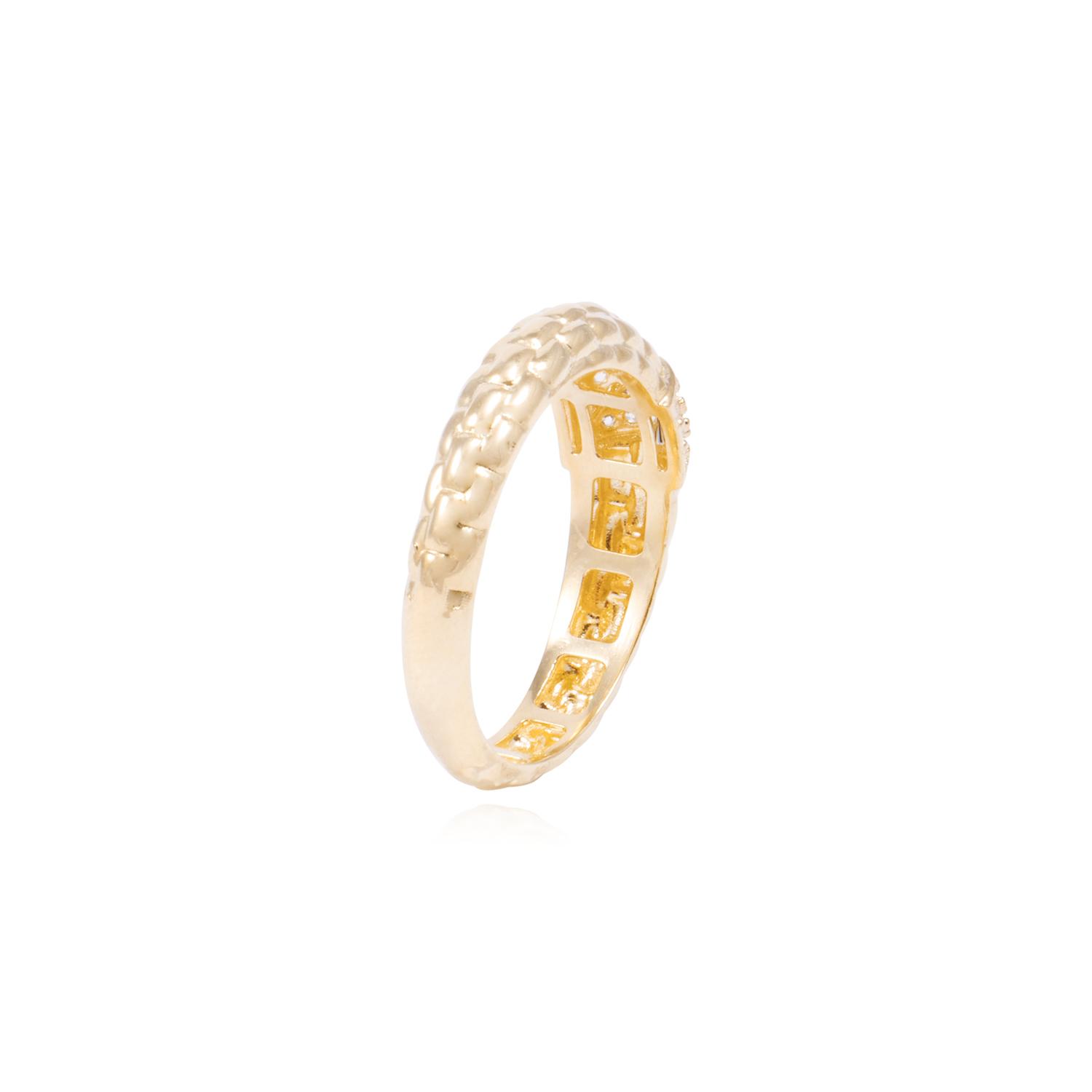 Anillo de Oro 18Kt Con Textura y Circon 3
