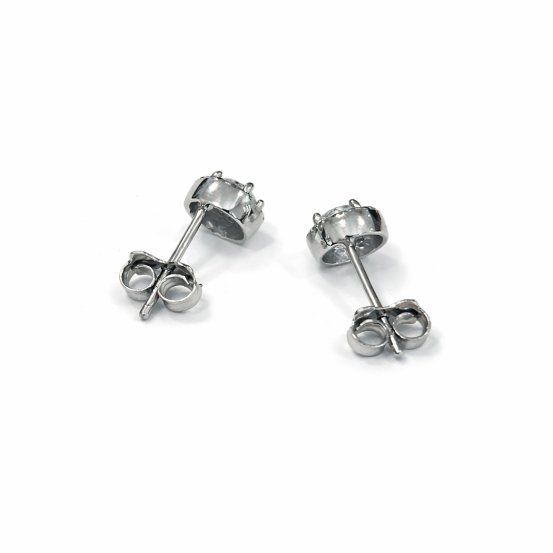 Aros Oro Blanco 18kt Circonita Botón 3