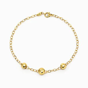 Pulsera de Oro 18kt Tres Esferas Pequeñas