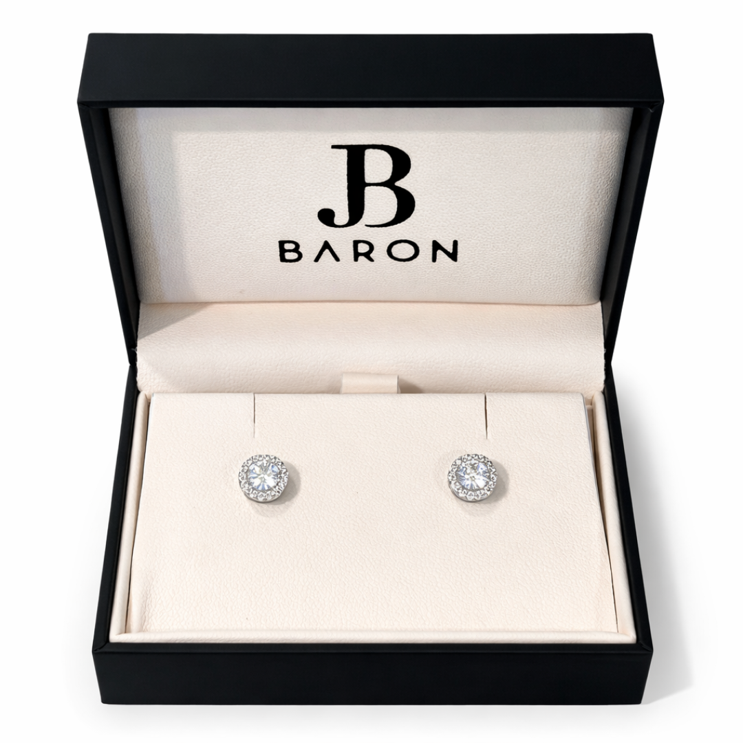 Aros Oro Blanco 18kt Circonita Botón 4