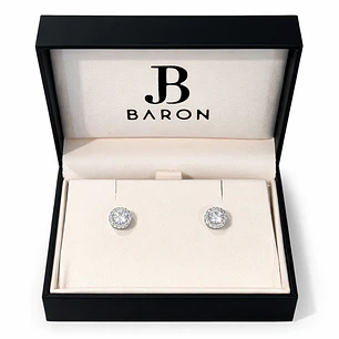 Aros Oro Blanco 18kt Circonita Botón