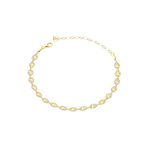 Pulsera Plata Esterlina 925 Eslabones Circonita Revestido en Oro 18kt