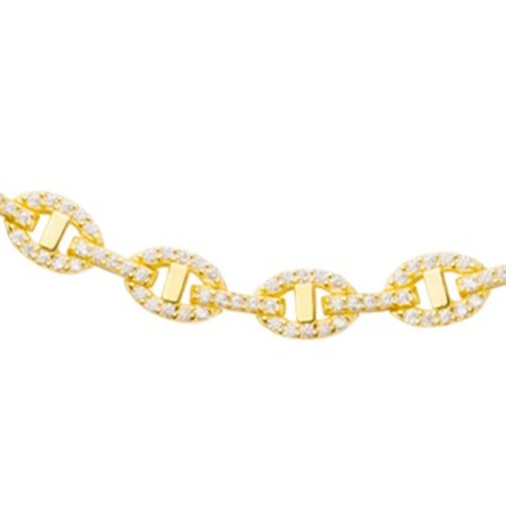Pulsera Plata Esterlina 925 Eslabones Circonita Revestido en Oro 18kt 2