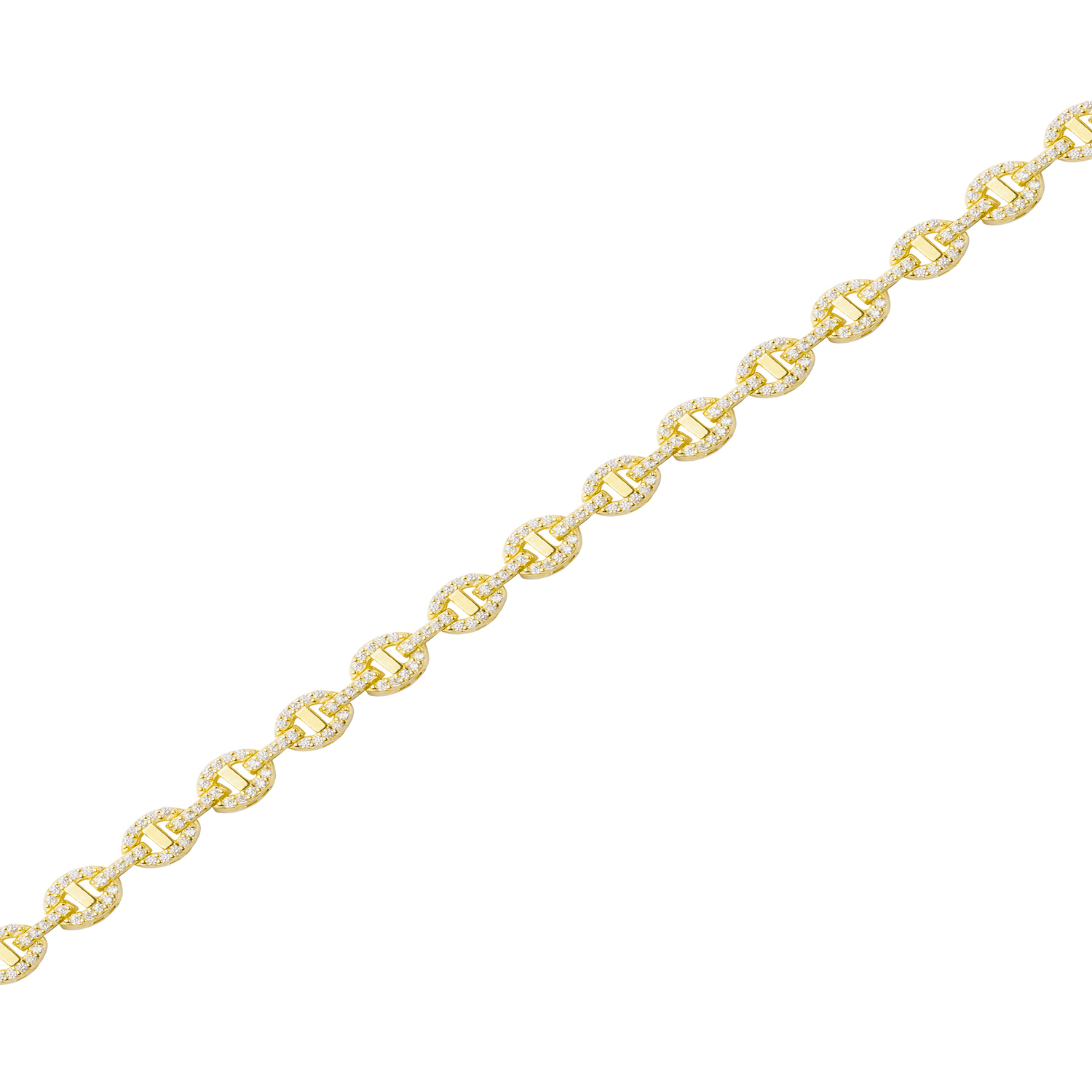Pulsera Plata Esterlina 925 Eslabones Circonita Revestido en Oro 18kt 3