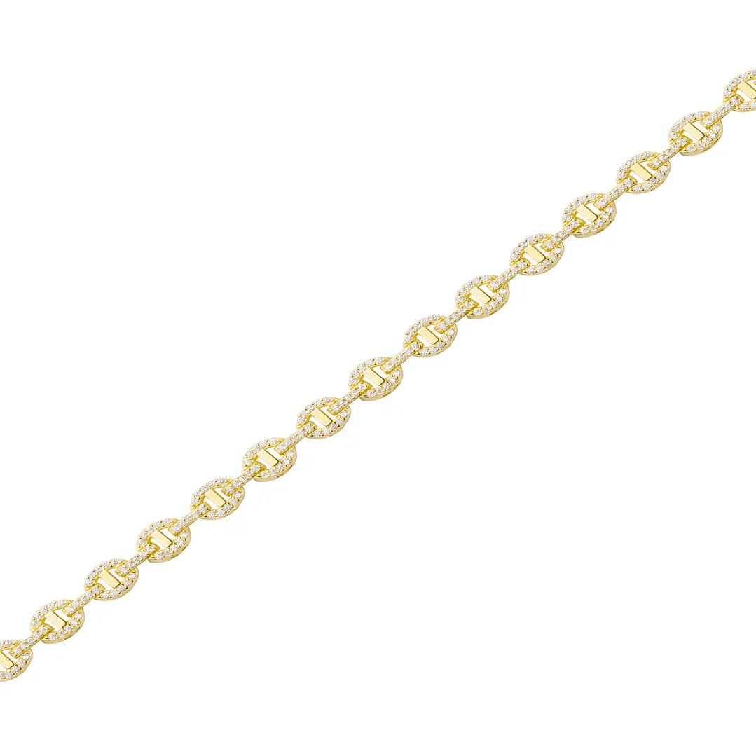 Pulsera Plata Esterlina 925 Eslabones Circonita Revestido en Oro 18kt 3