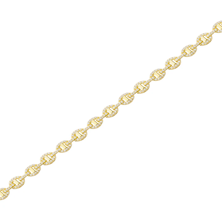 Pulsera Plata Esterlina 925 Eslabones Circonita Revestido en Oro 18kt 3
