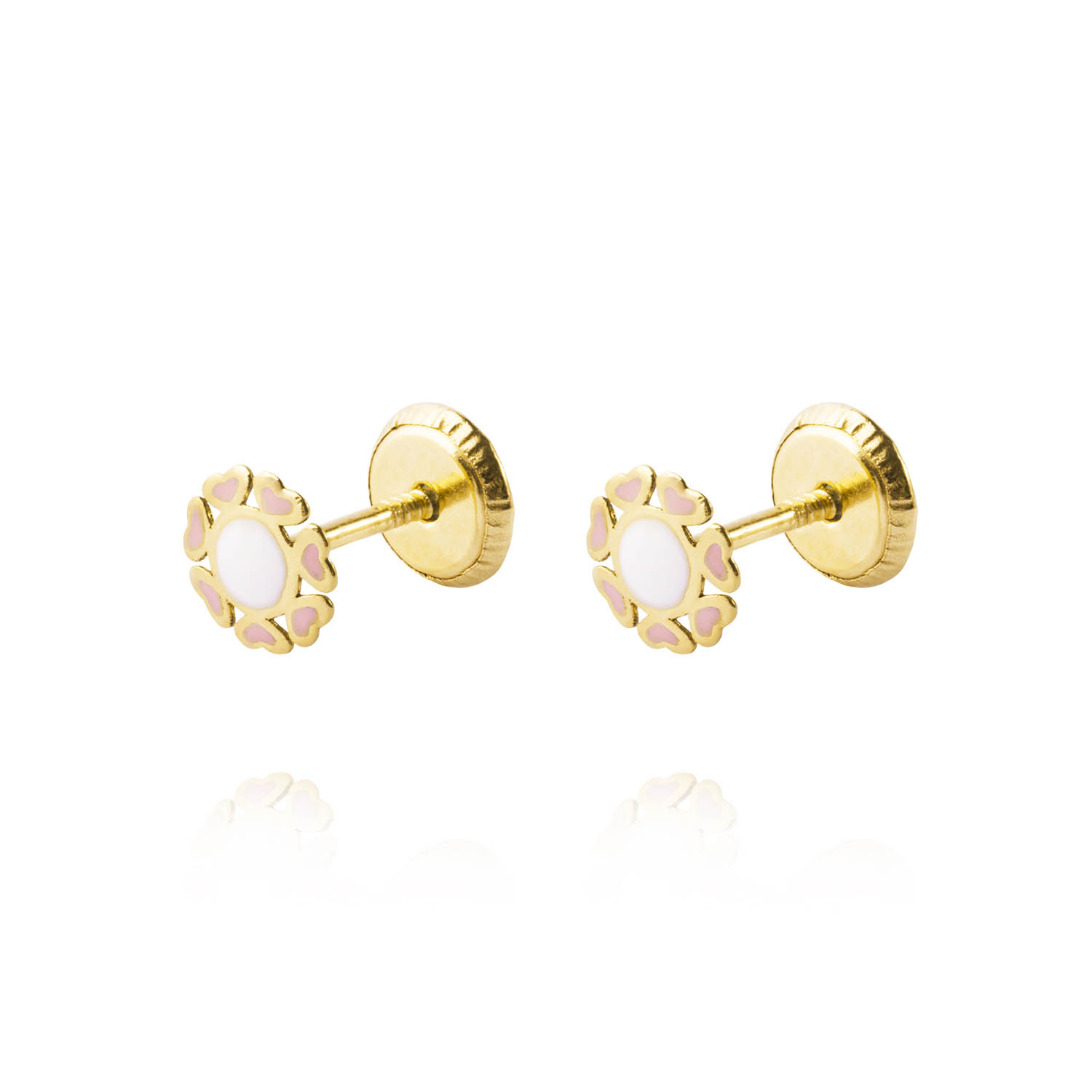 Aros de Oro 18kt Flor Esmaltada 1