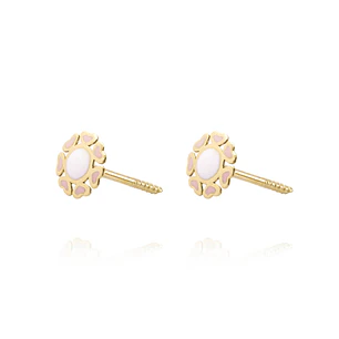 Aros de Oro 18kt Flor Esmaltada