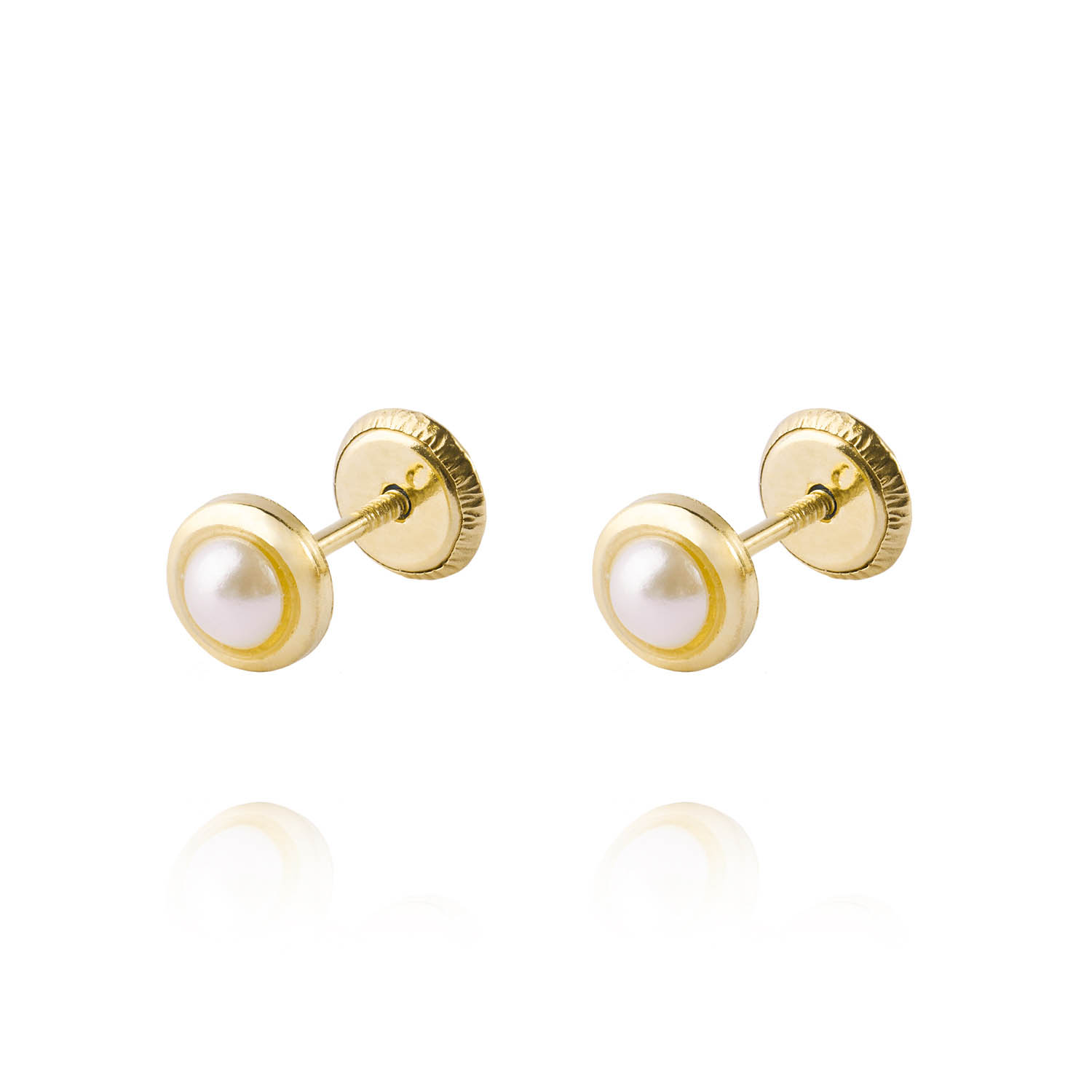 Aros de Oro 18kt Modelo de 3mm Perla Cultivada 1