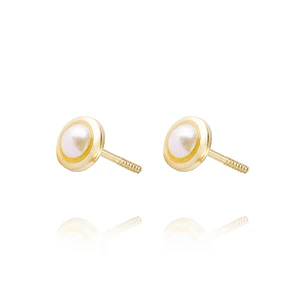Aros de Oro 18kt Modelo de 3mm Perla Cultivada
