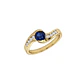 Anillo Oro Miel 18kt Solitario con Circonita Zafiro y Circonitas Blancas - Miniatura 2