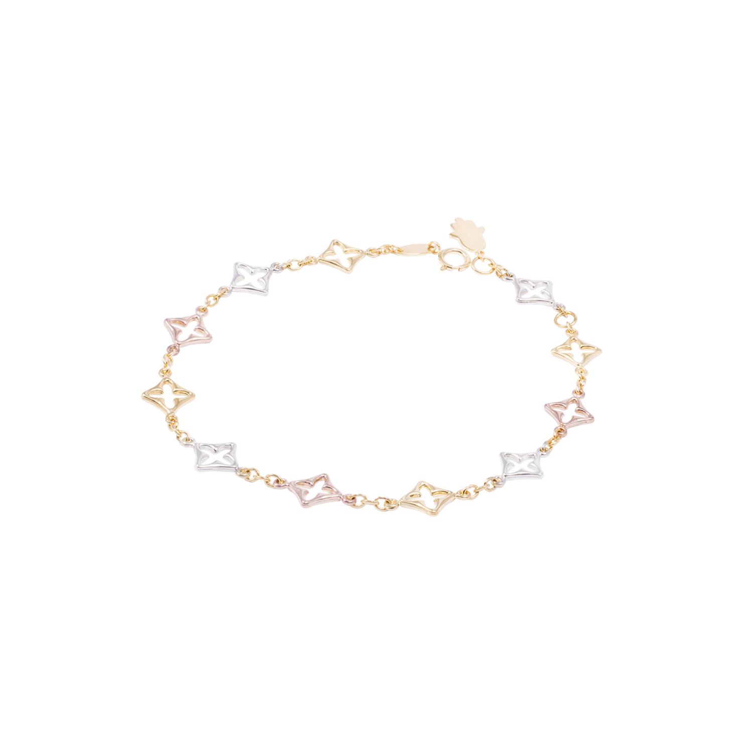 Pulsera de Oro 18kt Mano de Fátima Bicolor 1