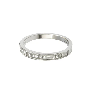 Anillo de Plata Esterlina 925 Cintillo Baguette con Circonita