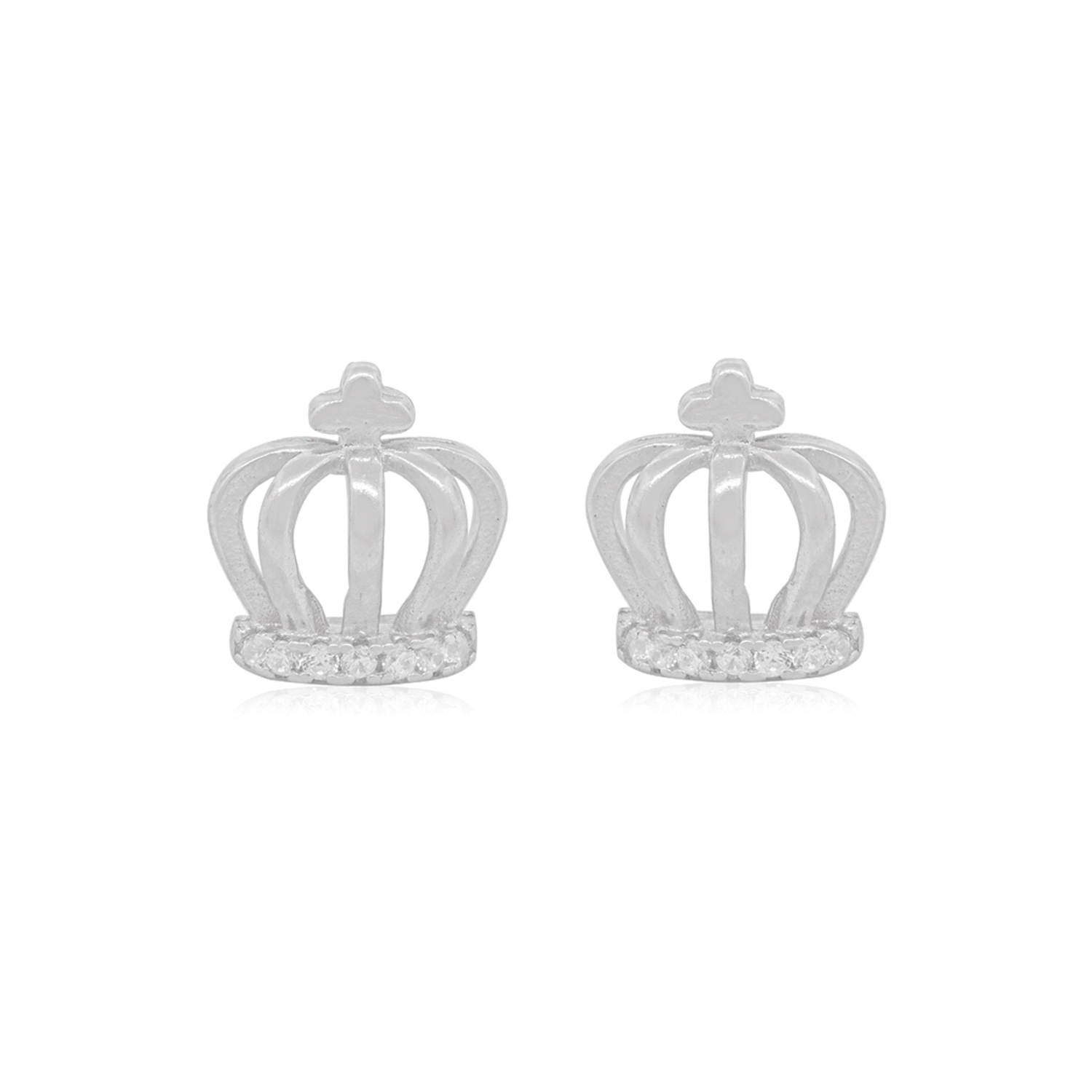 Aros de Plata Esterlina 925 Corona con Circonitas 1