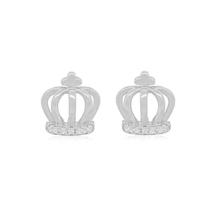 Aros de Plata Esterlina 925 Corona con Circonitas