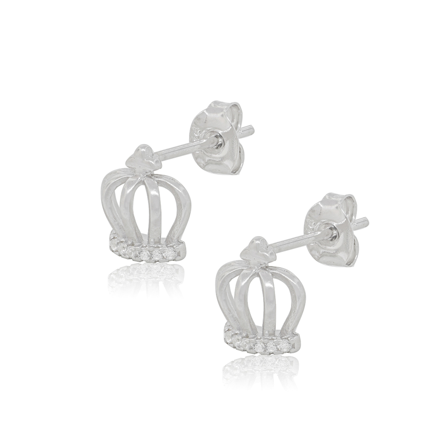 Aros de Plata Esterlina 925 Corona con Circonitas 2