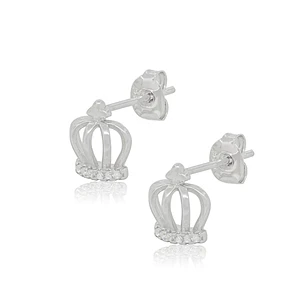 Aros de Plata Esterlina 925 Corona con Circonitas