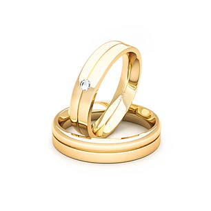 Par Argollas Matrimonio de Oro Amarillo 18kt Mia 4,0mm Diamante 3Pts