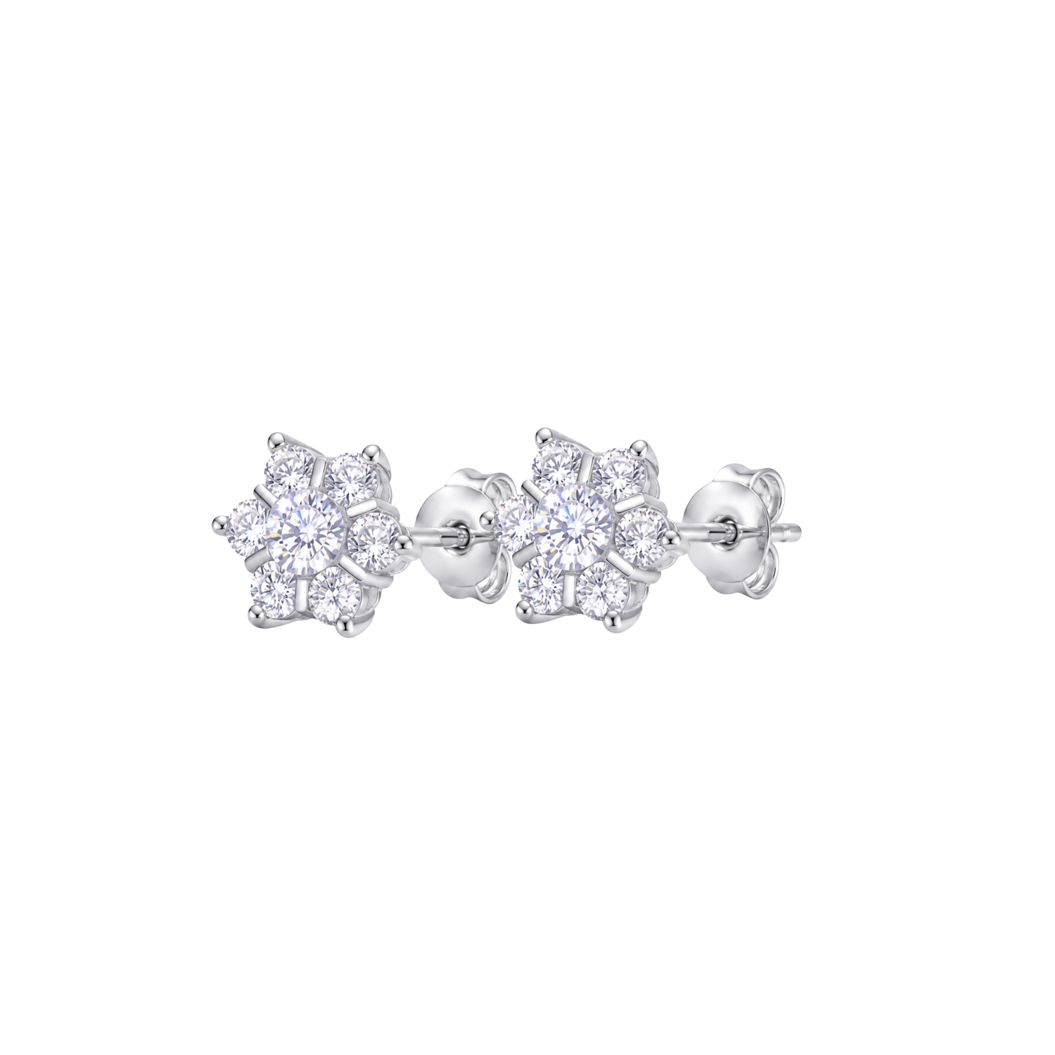 Aros de Plata Esterlina 925 Copo Nieve Circon 1