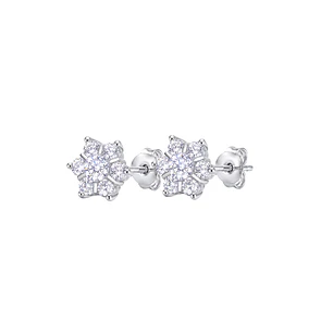 Aros de Plata Esterlina 925 Copo Nieve Circon