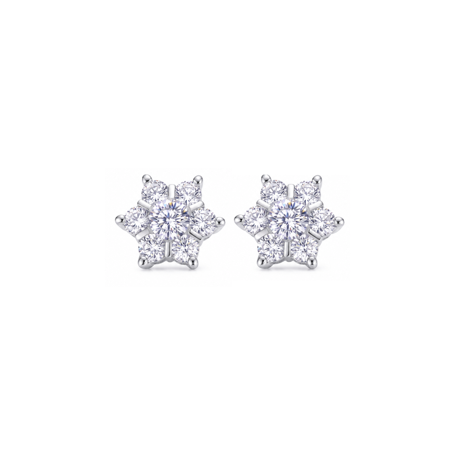 Aros de Plata Esterlina 925 Copo Nieve Circon 2
