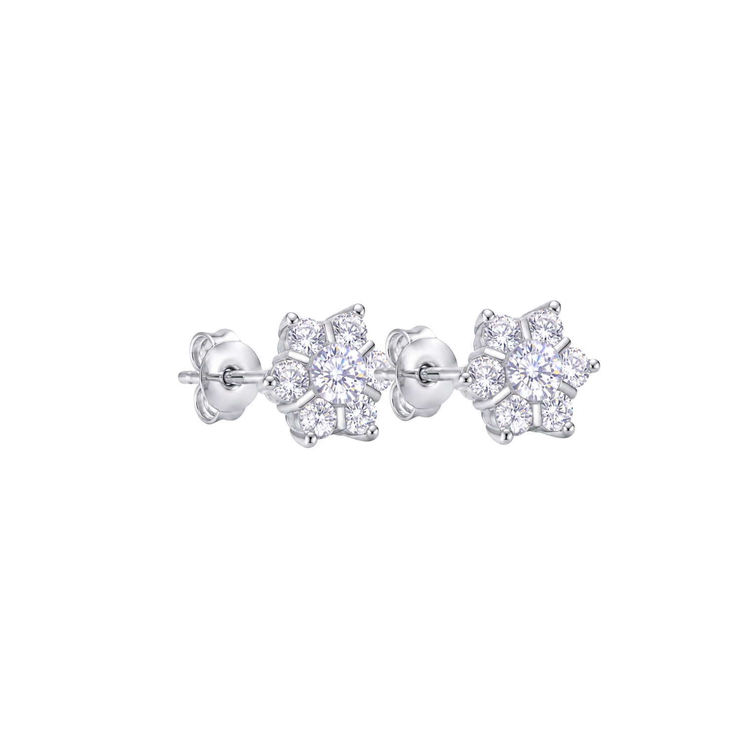Aros de Plata Esterlina 925 Copo Nieve Circon 3