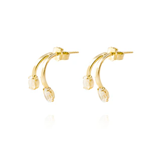 Aros de Plata Esterlina 925 Oval Doble Revestido en Oro 18kt