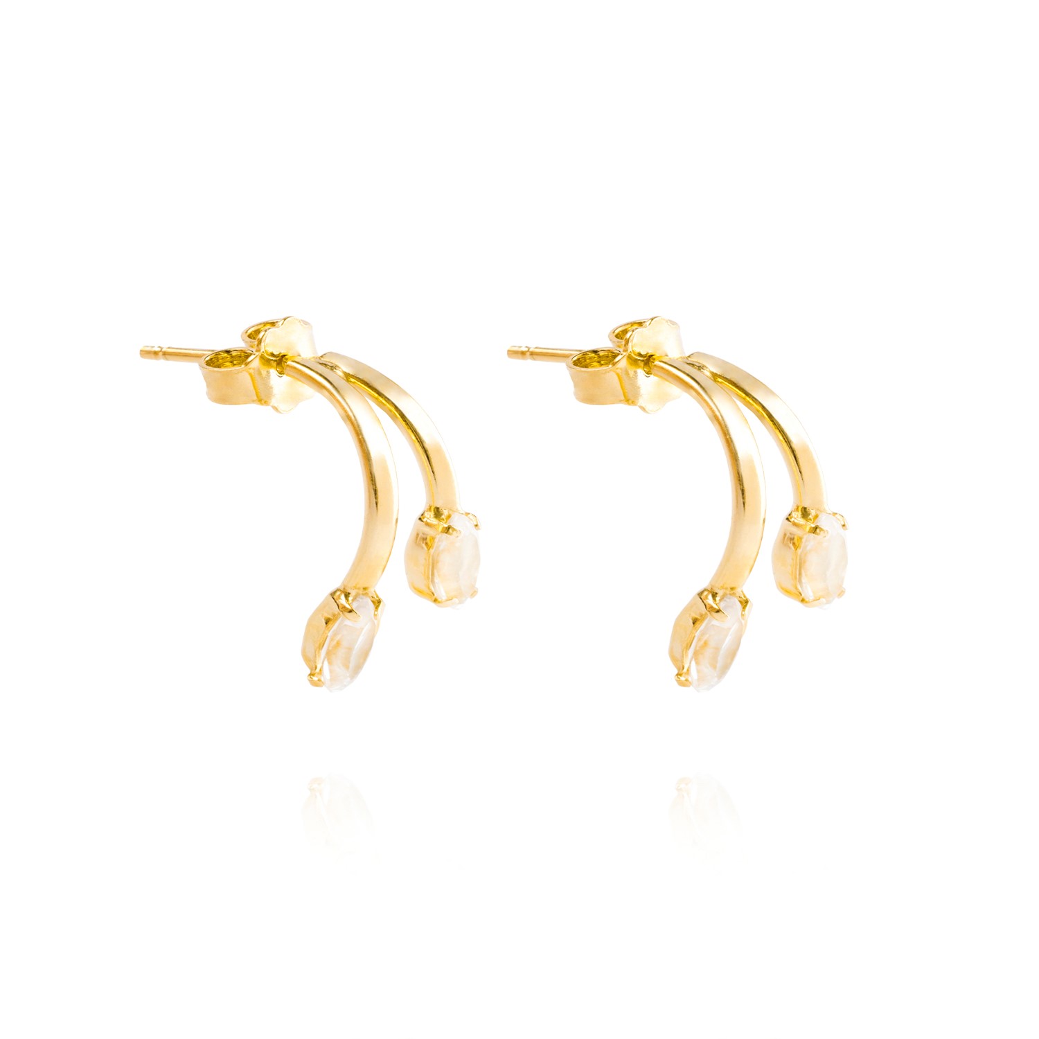 Aros de Plata Esterlina 925 Oval Doble Revestido en Oro 18kt 3