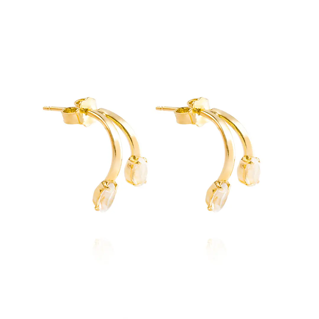Aros de Plata Esterlina 925 Oval Doble Revestido en Oro 18kt 3