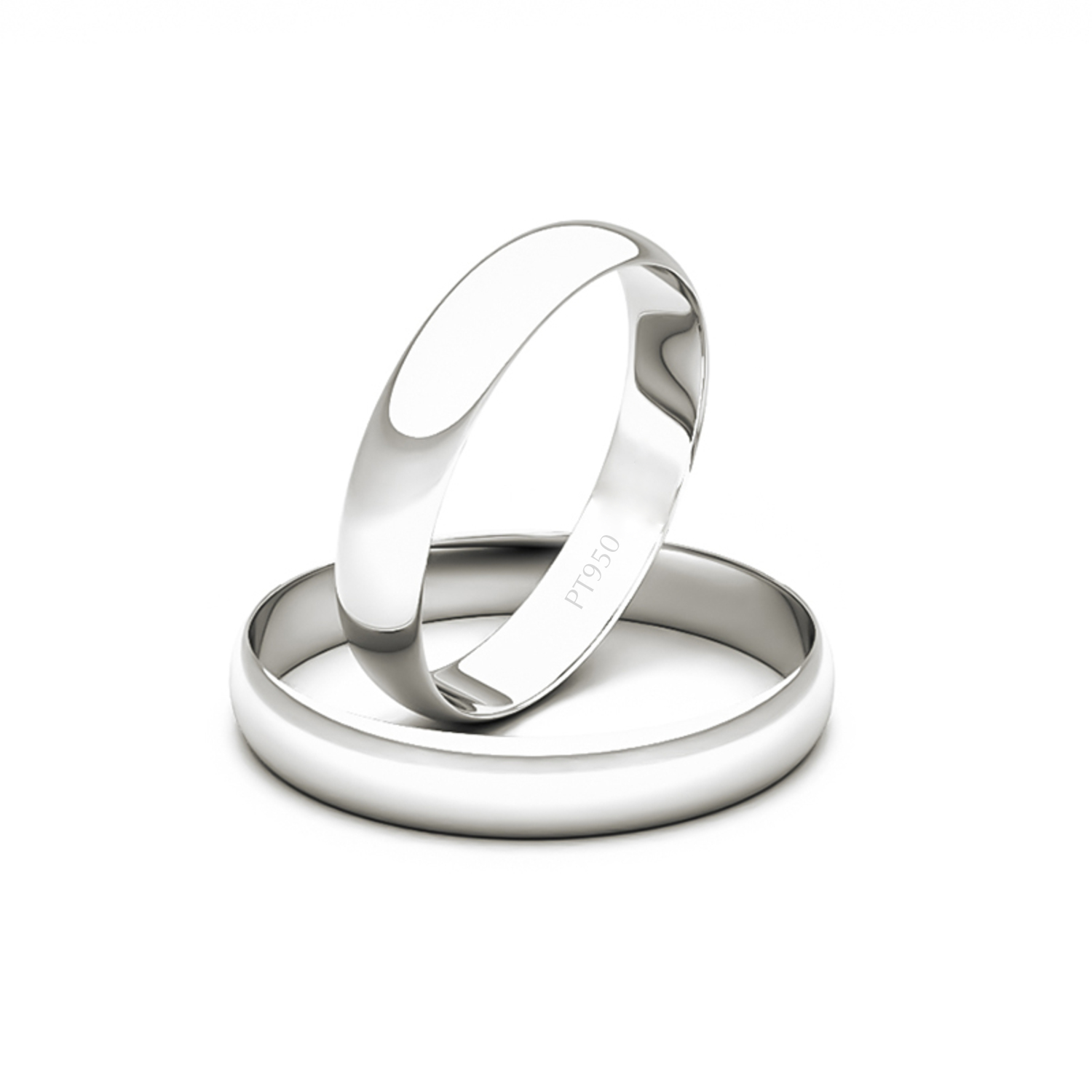 Par Argollas Matrimonio de Platino Modelo Bari de 3,0mm 1