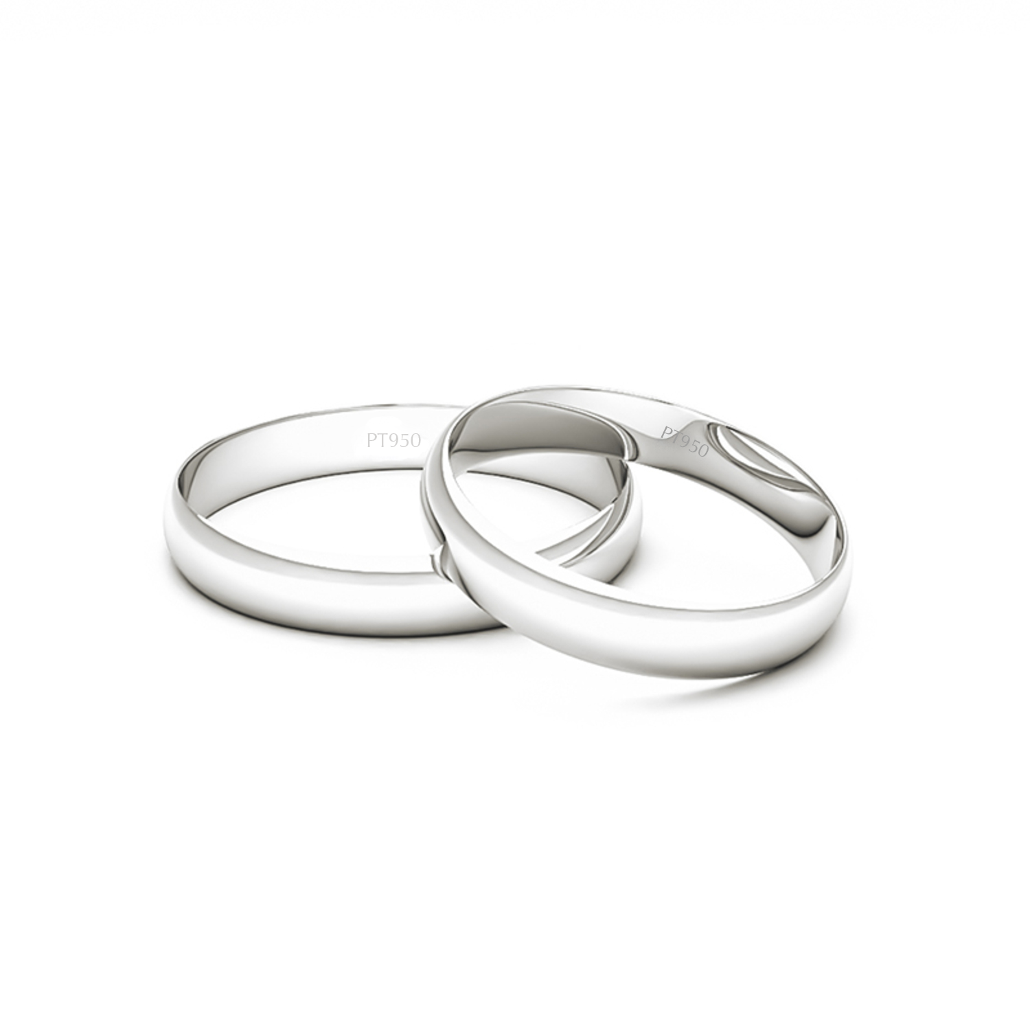 Par Argollas Matrimonio de Platino Modelo Bari de 3,0mm 2
