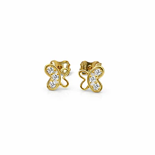 Aros Oro Amarillo 18kt Mariposa Circonita