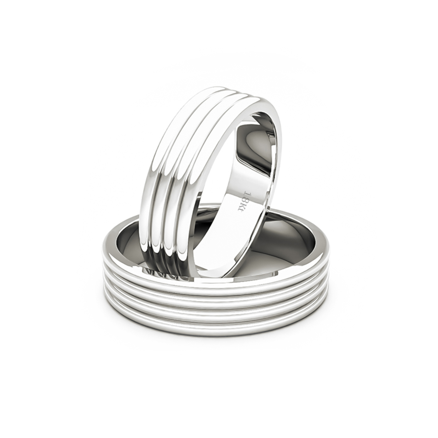 Par Argollas Matrimonio de Oro Blanco 18kt Count 5,0mm 1