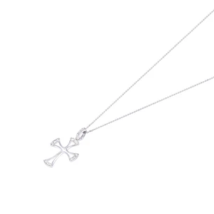 Collar Oro Blanco 18kt Cruz Sagrada Diamantes 9 Pts