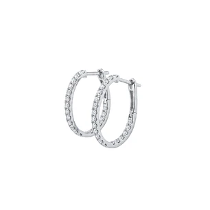 Aros Oro Blanco 18kt Diamantes Argollas 1,18 Qts