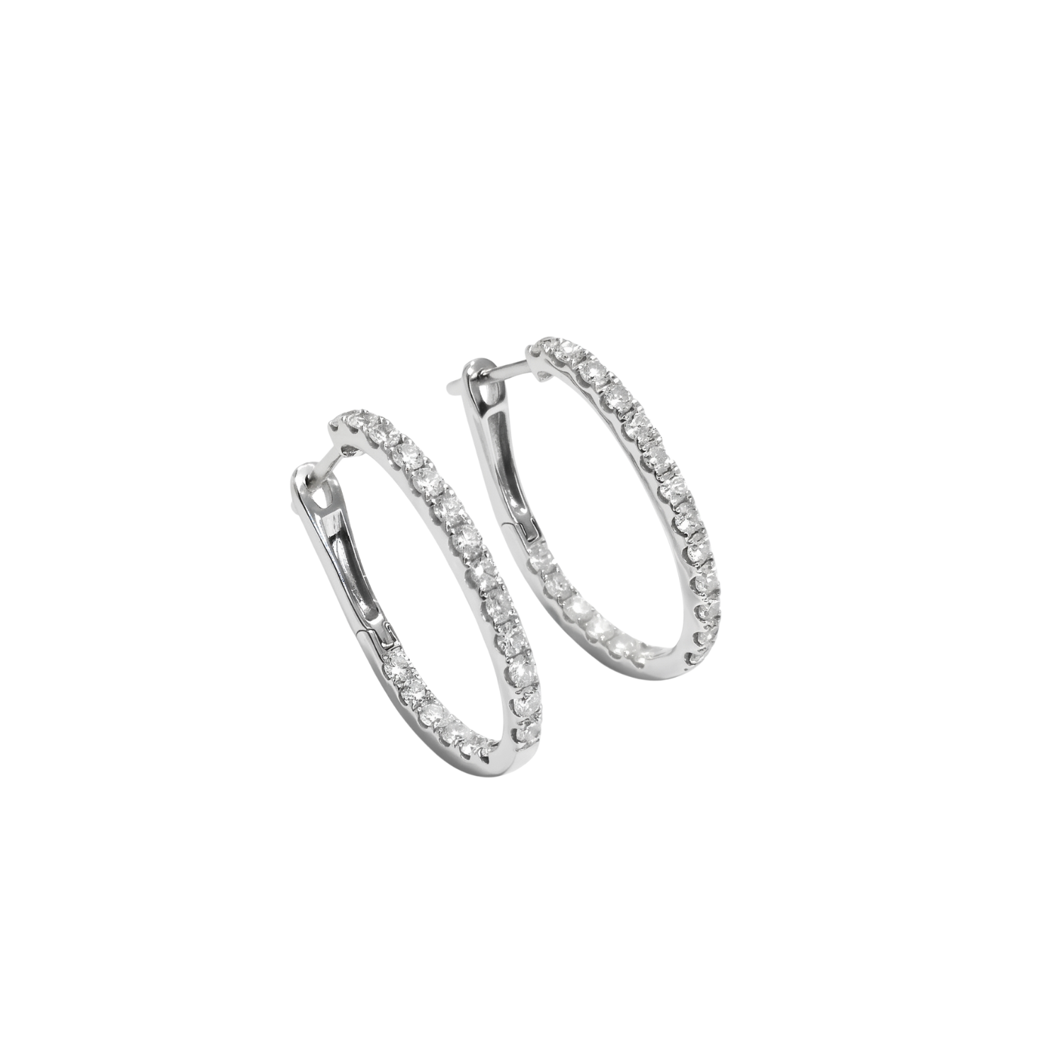 Aros Oro Blanco 18kt Diamantes Argollas 1,18 Qts 2