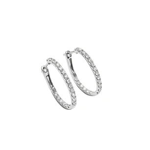 Aros Oro Blanco 18kt Diamantes Argollas 1,18 Qts